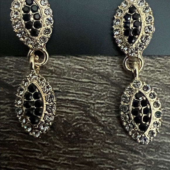 Saks Fifth Avenue Gold and Black Triple Drop Earrings - Picture 2 of 4
